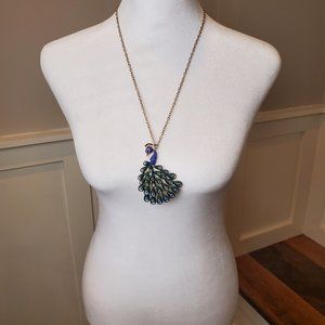 Peacock Jeweled 30" Link Chain Necklace